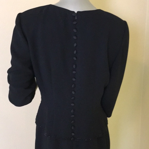 Donna Morgan Floral Beaded Formal Midi Dress 3/4 Sleeves - Picture 10 of 16